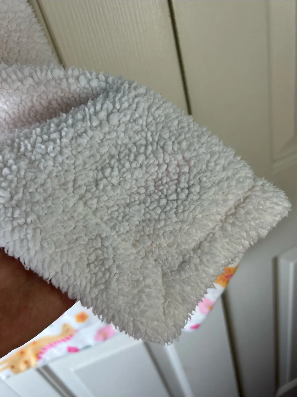 Pink Orange Yellow Elephant Giraffe Zebra Cat Baby Blanket Sherpa White Flowers